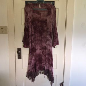 Gypsy Junkies purple tie dye fringe duster S/M